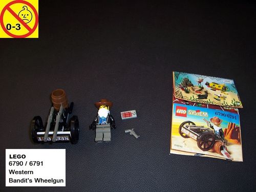LEGO ® System / Western Set 6790 / 6791 - Cowboys Bandit's Wheelgun 1997 + BA gebr.